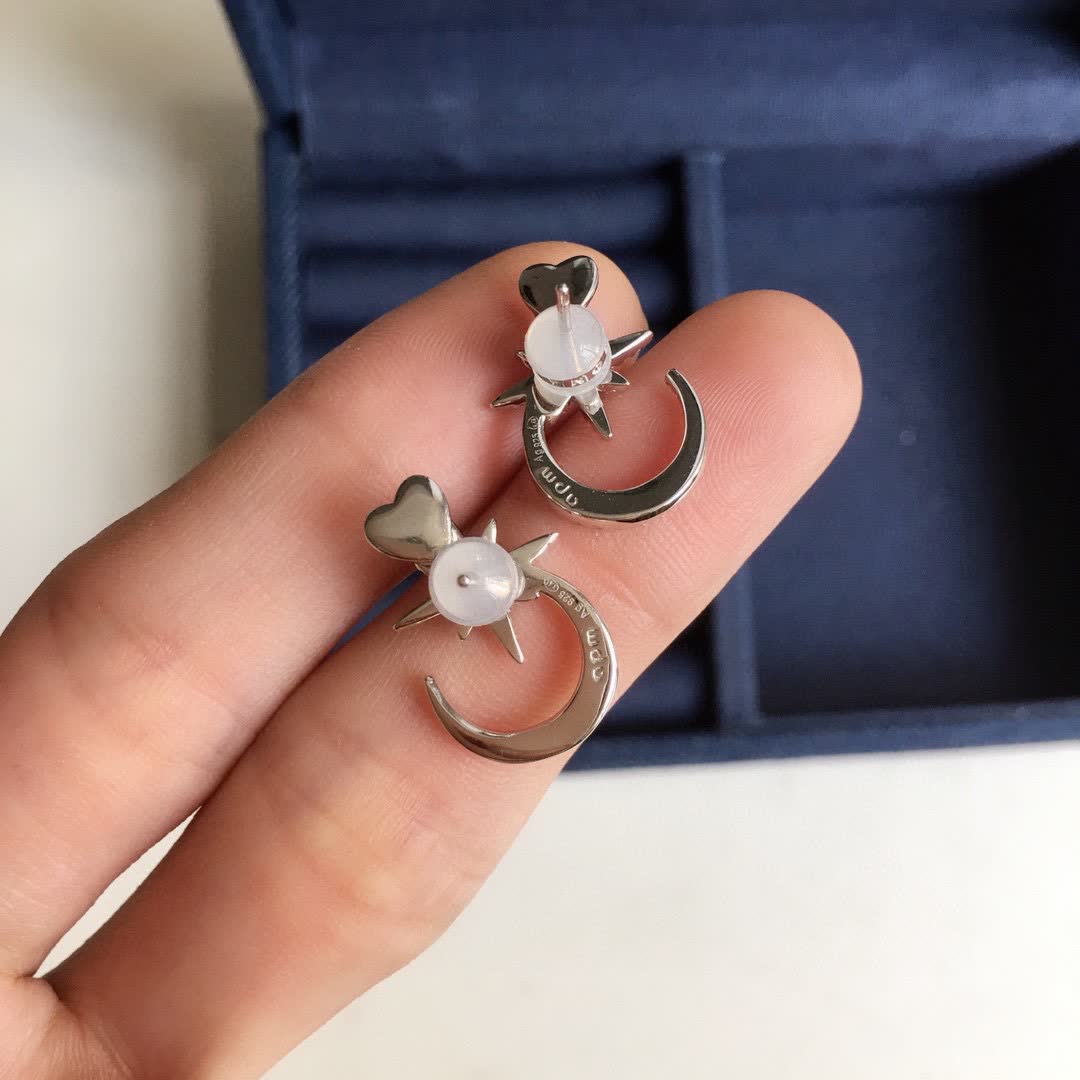 APM Monaco Star and Crescent Stud Earrings